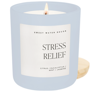 Stress Relief Soy Candle - Blue Matte Jar - 15 oz