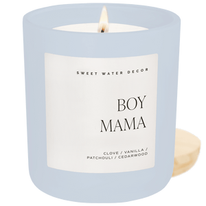 Boy Mama Soy Candle - Blue Matte Jar - 15 oz (Palo Santo Patchouli)