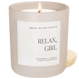 Relax Girl Soy Candle - Tan Matte Jar - 15 oz (Relaxation)