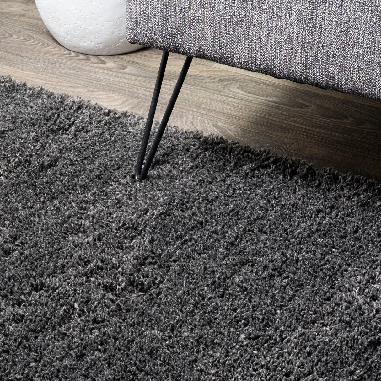Groovy Solid Shag Runner Rug