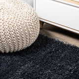 Groovy Solid Shag Runner Rug