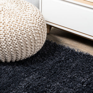 Groovy Solid Shag Runner Rug