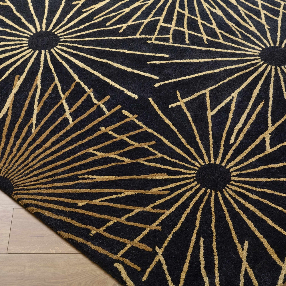 Clover Black Modern Wool Rug