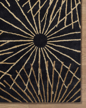 Clover Black Modern Wool Rug