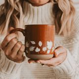 Fall Leaves 14oz. Orange Stoneware Coffee Mug