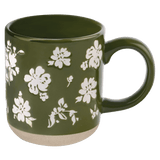 Green Floral 14oz. Stoneware Coffee Mug