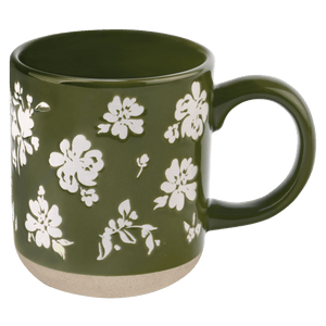 Green Floral 14oz Stoneware Coffee Mug