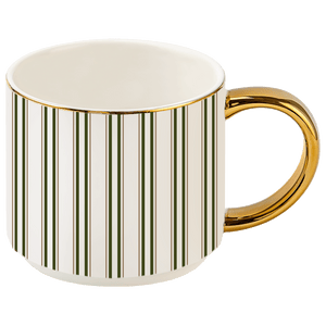 Green Stripe 14 oz Gold Handle Coffee Mug