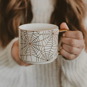 Spiderwebs 14oz Gold Handle Coffee Mug