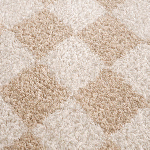 Canika Checkered Cream Washable Area Rug