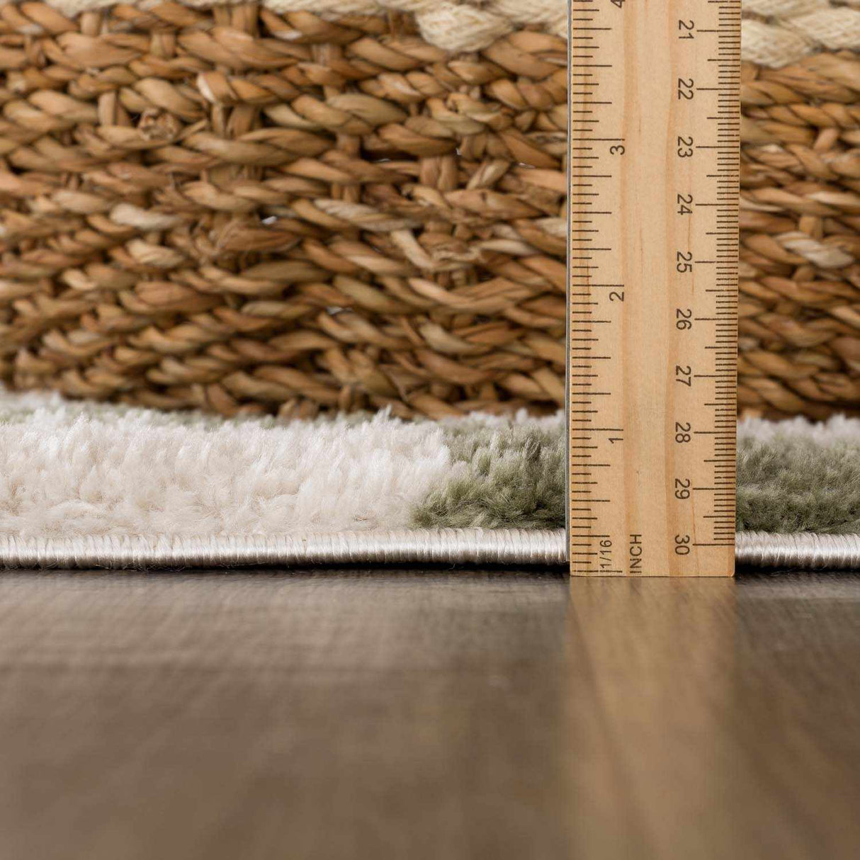 Canika Green Checkered Washable Plush Rug
