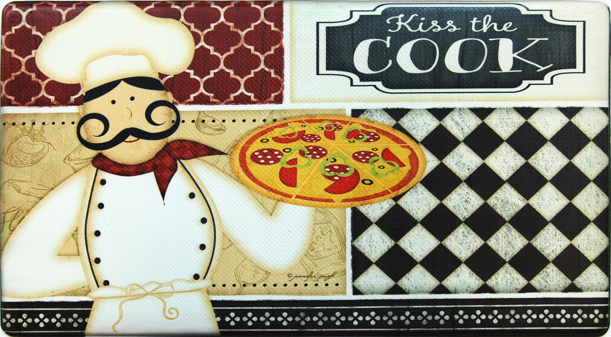 Oversized 20"x36" Feel at Ease Anti-Fatigue Kitchen Mat (Chalk Kiss the Cook)