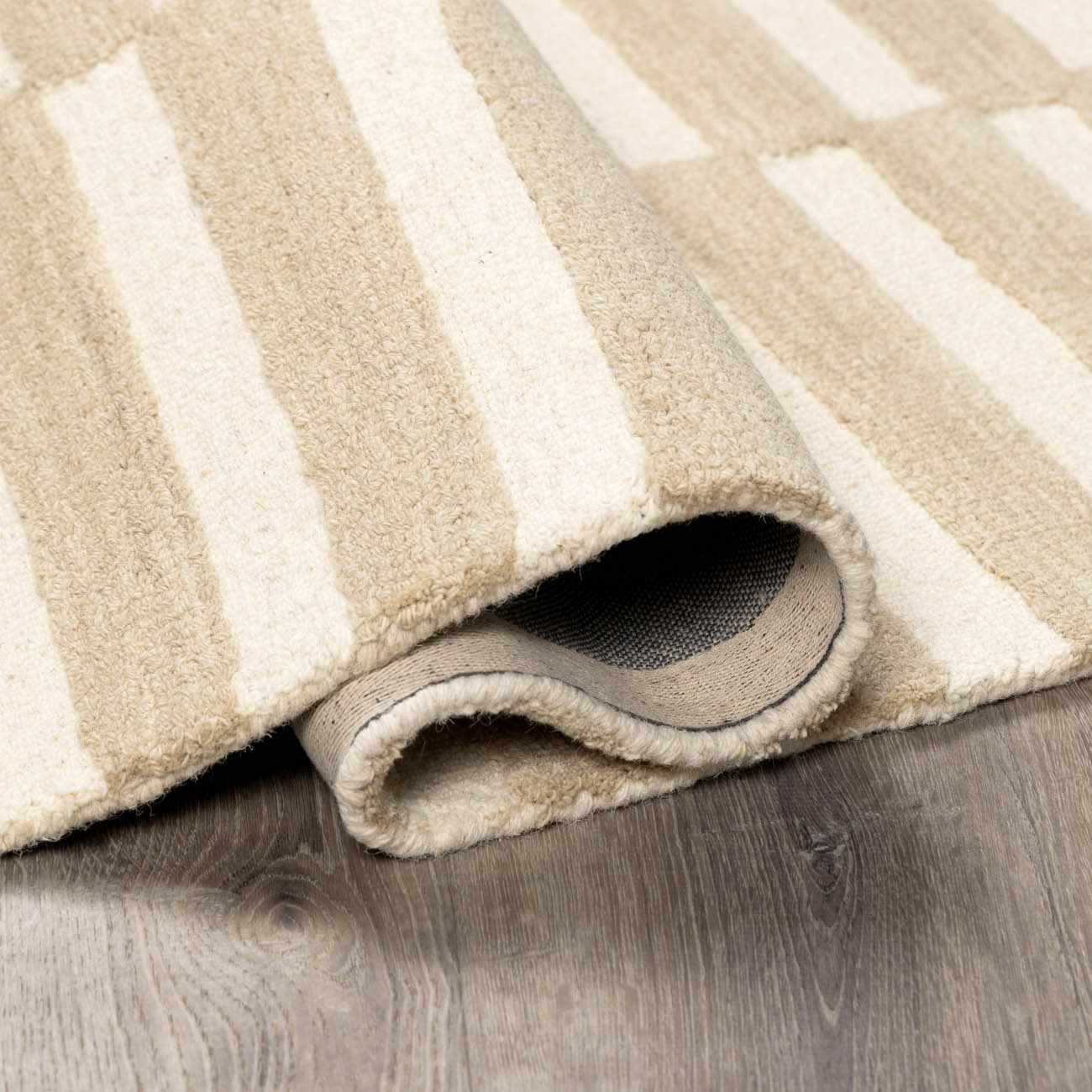 Idaho Broken-Striped Beige Area Rug
