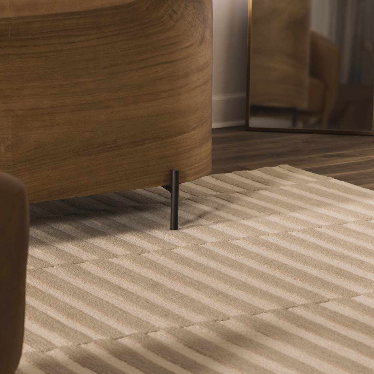 Idaho Broken-Striped Beige Area Rug