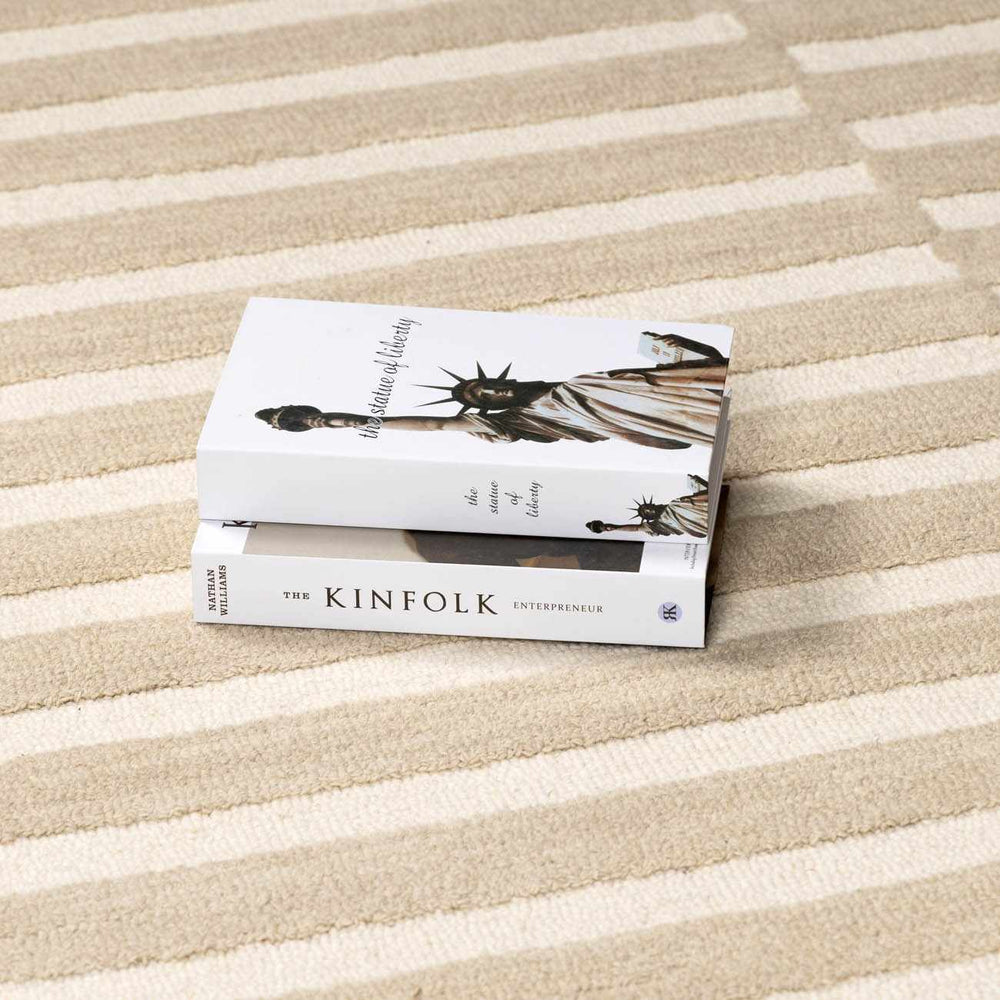 Idaho Broken-Striped Beige Area Rug
