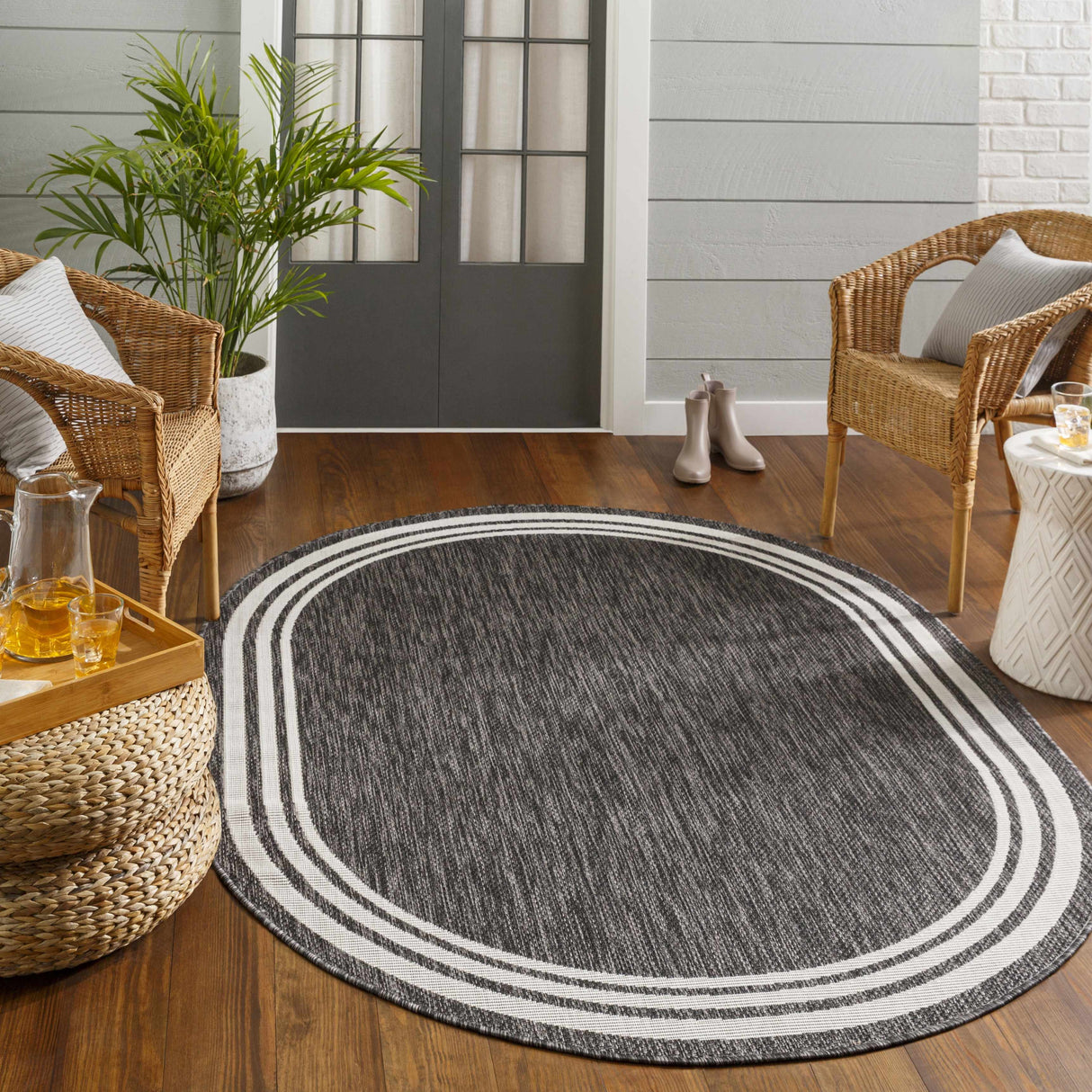 Coonamble Bordered Antrasit Rug