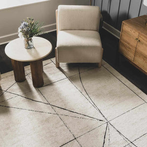 Modern Scandi High Pile Black/Ivory Architect V Area Rug