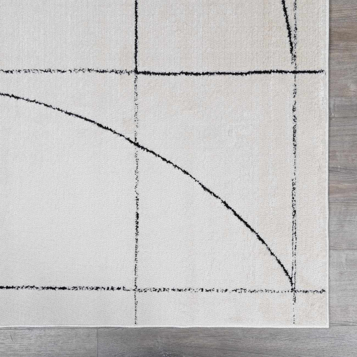 Modern Scandi High Pile Black/Ivory Architect V Area Rug