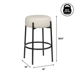 Paola Modern Minimalist Round Backless Metal/Bouclé Cushioned Counter Stool