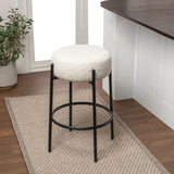 Paola Modern Minimalist Round Backless Metal/Bouclé Cushioned Counter Stool