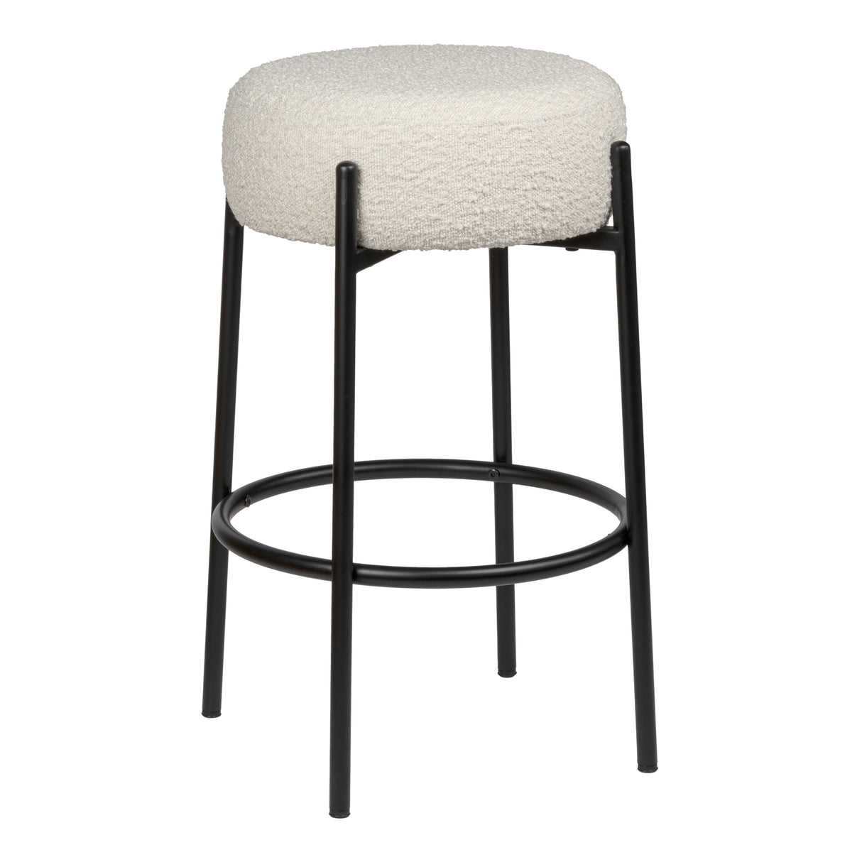 Paola Modern Minimalist Round Backless Metal/Bouclé Cushioned Counter Stool