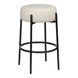 Paola Modern Minimalist Round Backless Metal/Bouclé Cushioned Counter Stool