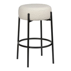 Paola Modern Minimalist Round Backless Metal/Bouclé Cushioned Counter Stool
