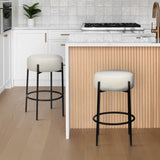 Paola Modern Minimalist Round Backless Metal/Bouclé Cushioned Counter Stool