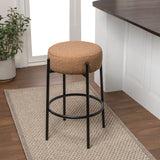 Paola Modern Minimalist Round Backless Metal/Bouclé Cushioned Counter Stool