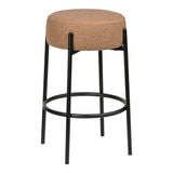 Paola Modern Minimalist Round Backless Metal/Bouclé Cushioned Counter Stool