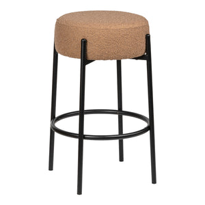Paola Modern Minimalist Round Backless Metal/Bouclé Cushioned Counter Stool