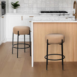 Paola-Modern-Minimalist-Round-Backless-Metal/Bouclé-Cushioned-Counter-Stool-Table-&-Bar-Stools