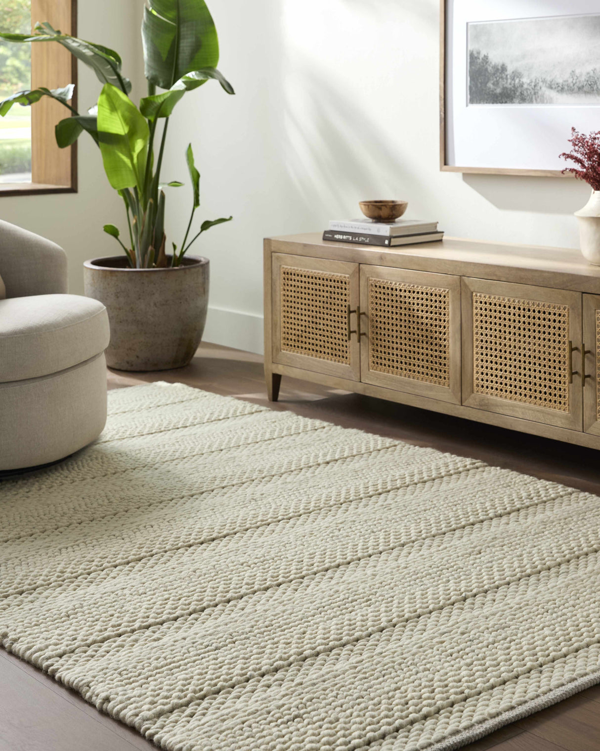 Clarke Beige Textured Wool Rug