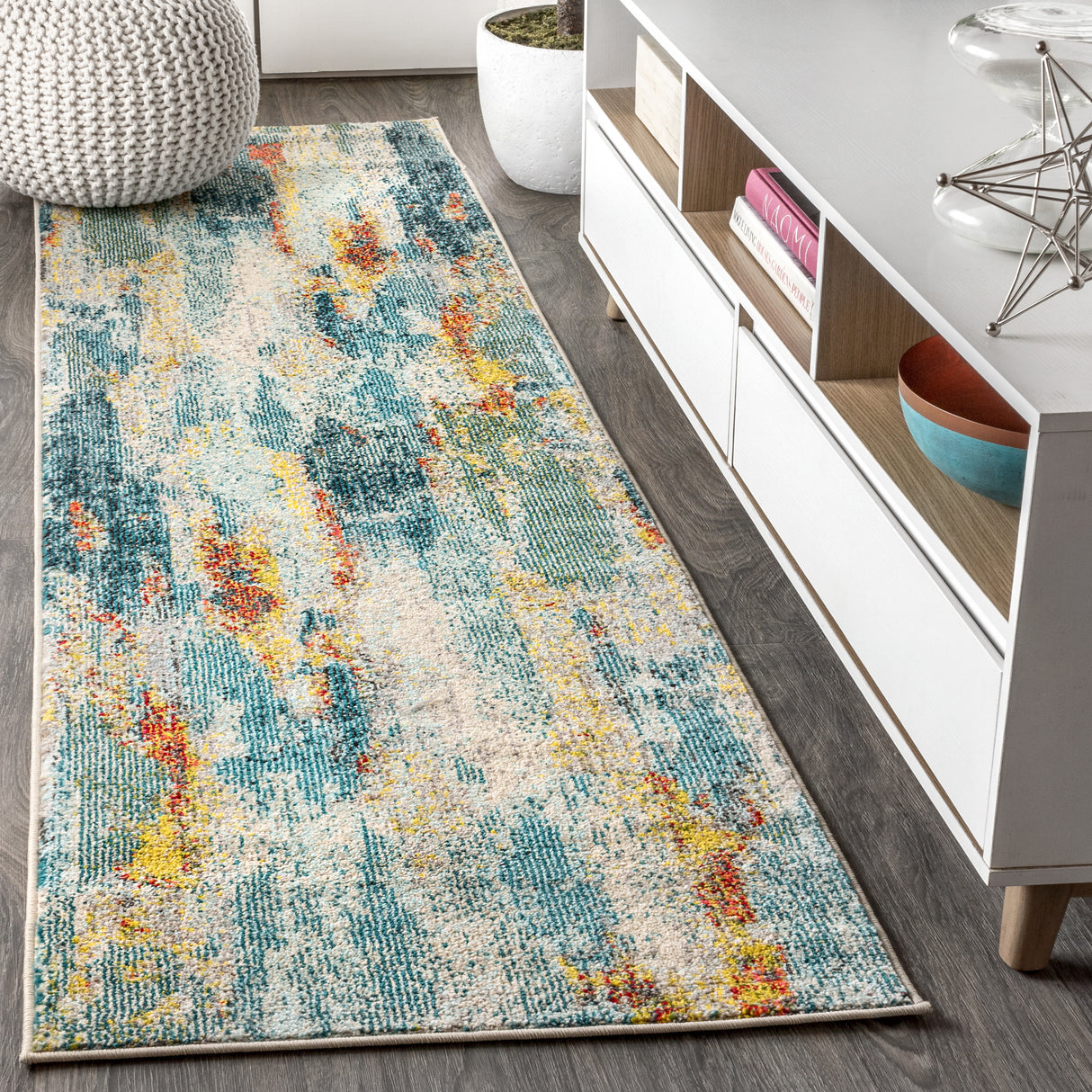 Contemporary POP Modern Abstract Vintage Waterfall Runner Rug