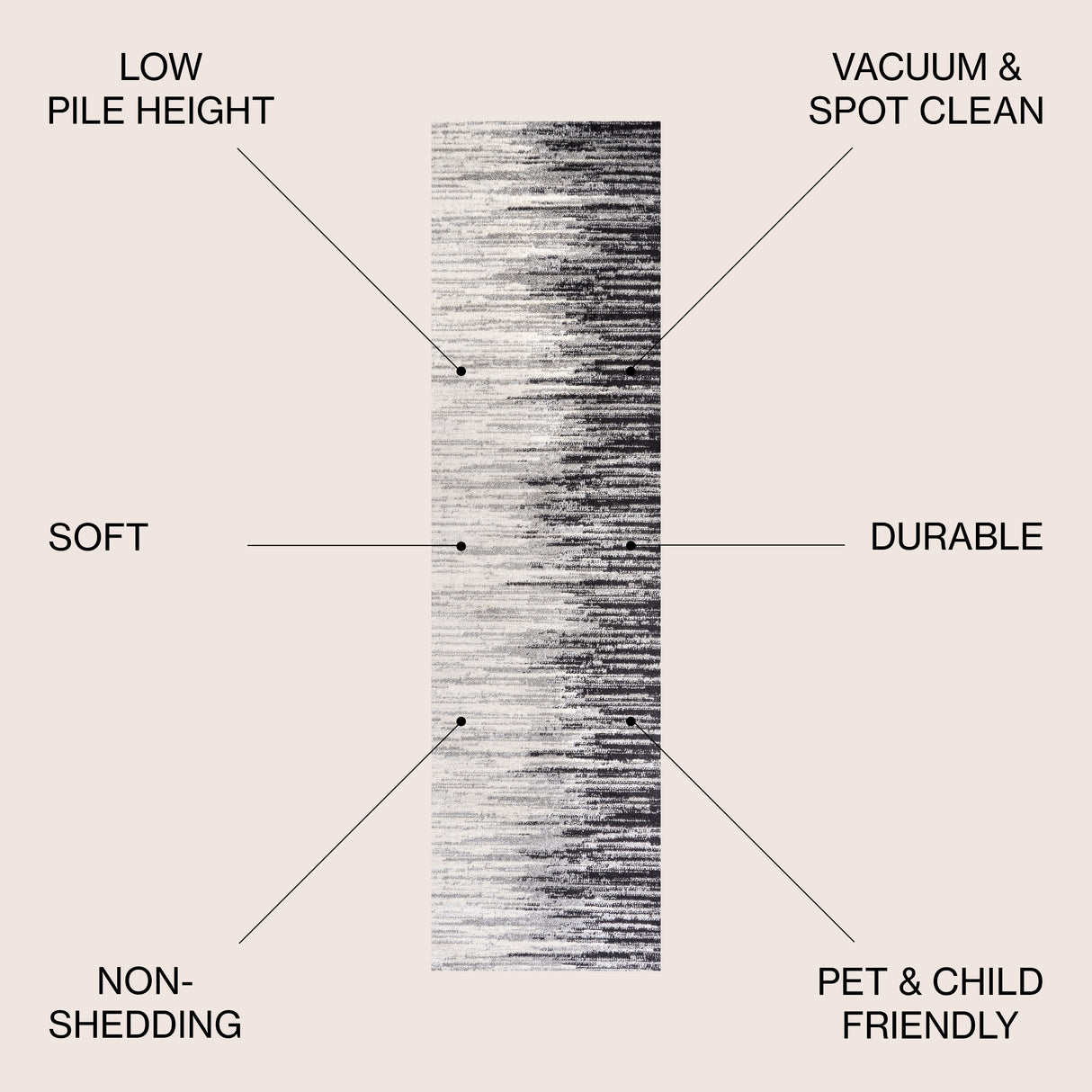 Linear Modern Half-Stripe Runner Rug