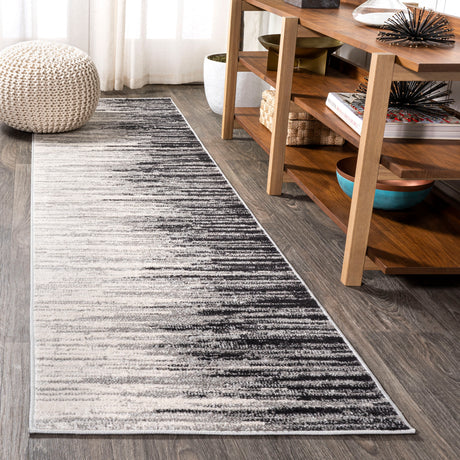 Linear Modern Half-Stripe Runner Rug