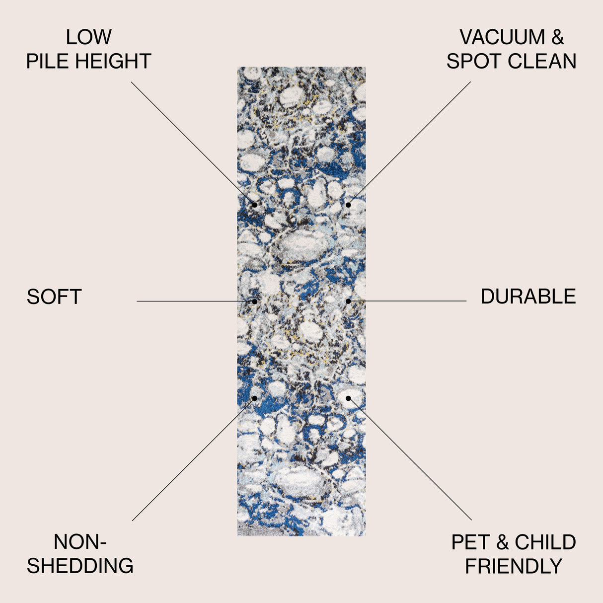 Pebble Marbled Abstract Runner Rug