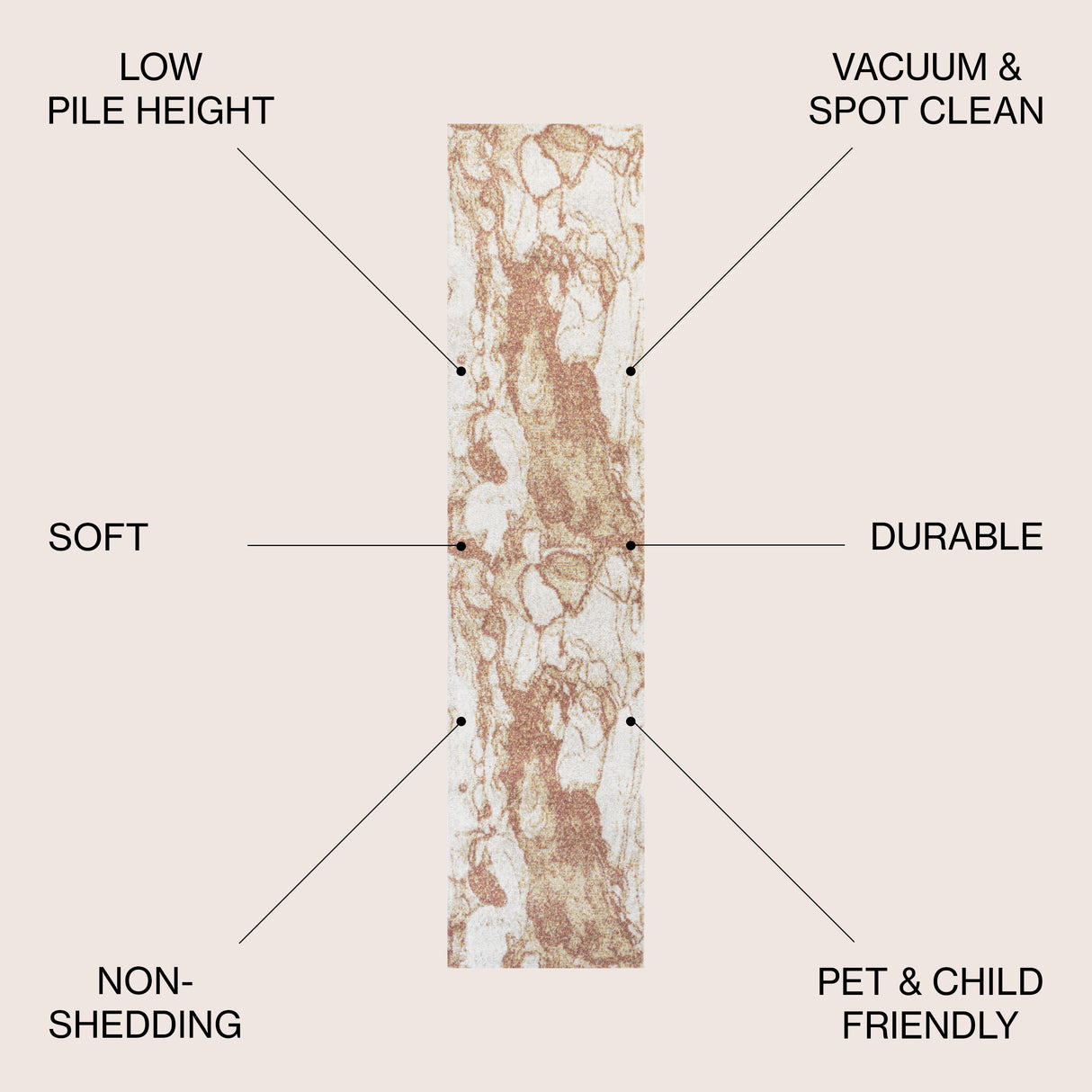 Marmo Abstract Marbled Modern Runner Rug