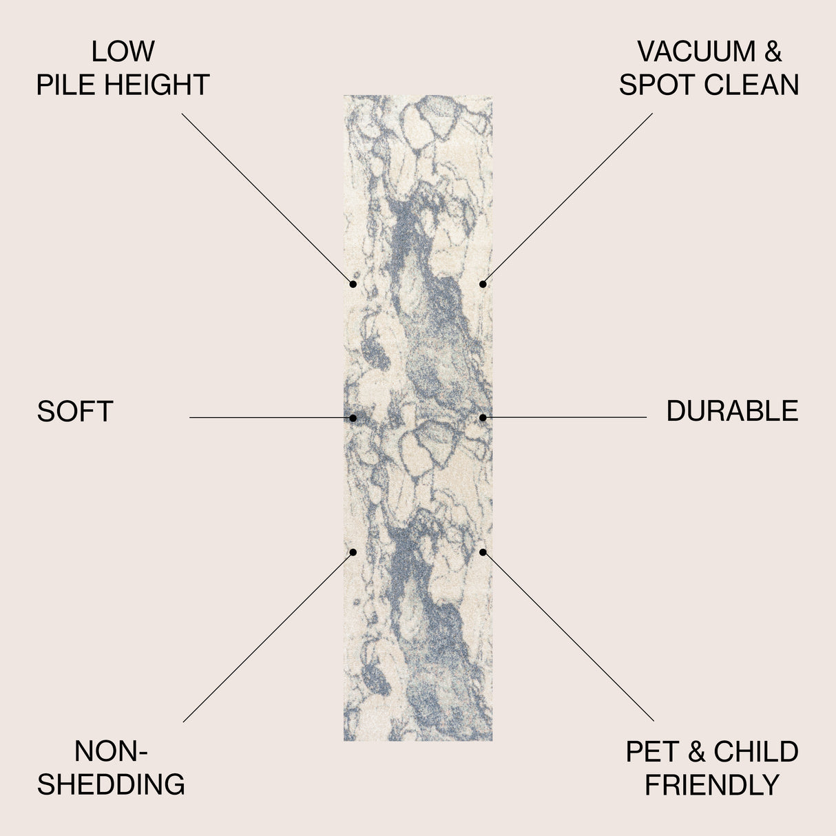 Marmo Abstract Marbled Modern Runner Rug