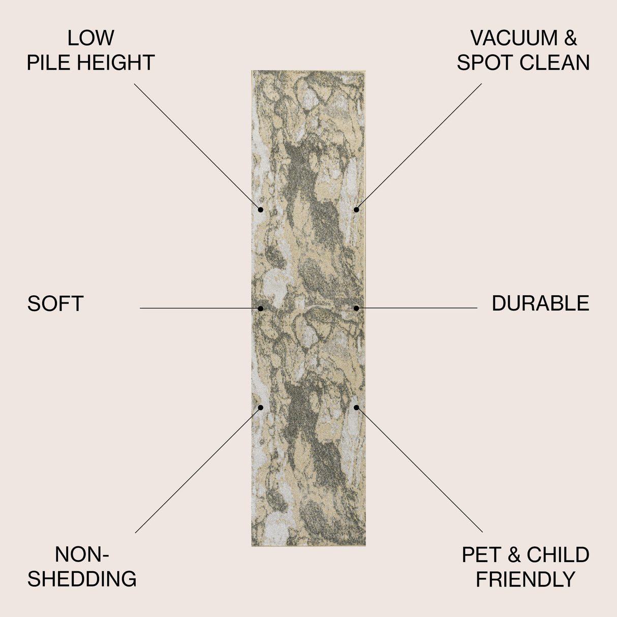 Marmo Abstract Marbled Modern Runner Rug