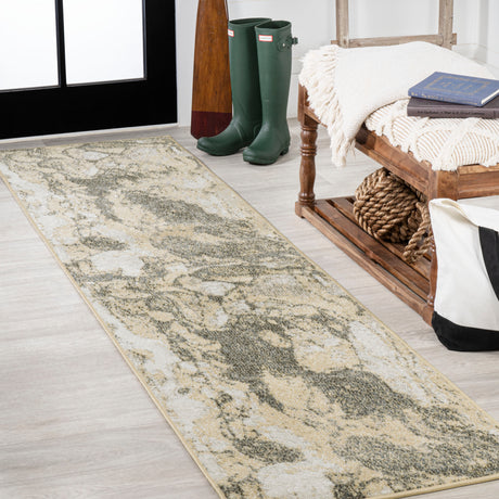Marmo Abstract Marbled Modern Runner Rug
