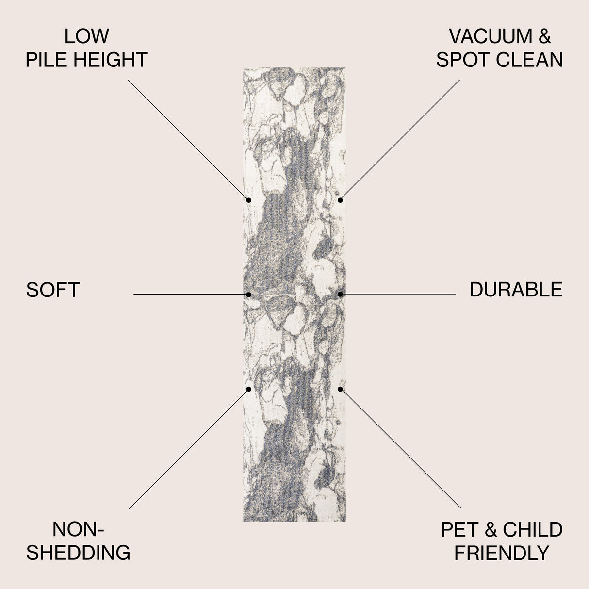 Marmo Abstract Marbled Modern Runner Rug