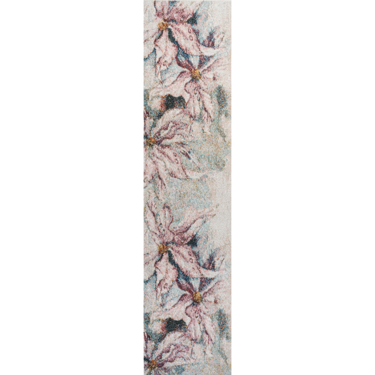 Pastello Modern Abstract Muted Flowers Runner Rug