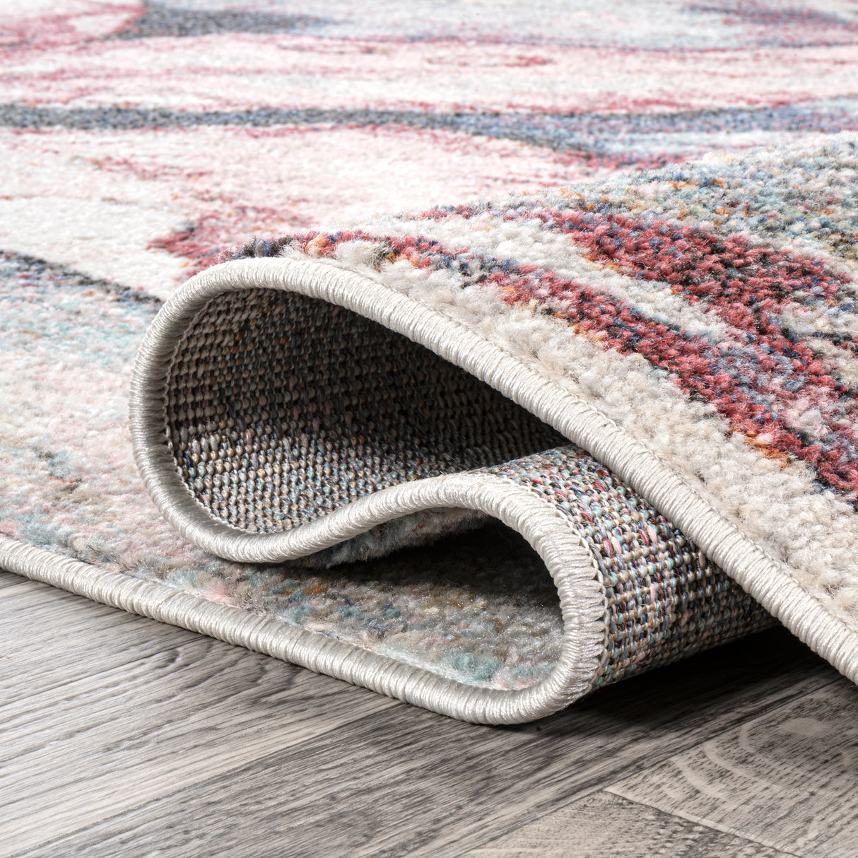 Pastello Modern Abstract Muted Flowers Runner Rug