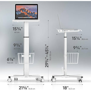 Hospital Style White Mobile Stand-Up Computer Desk Portable Workstation