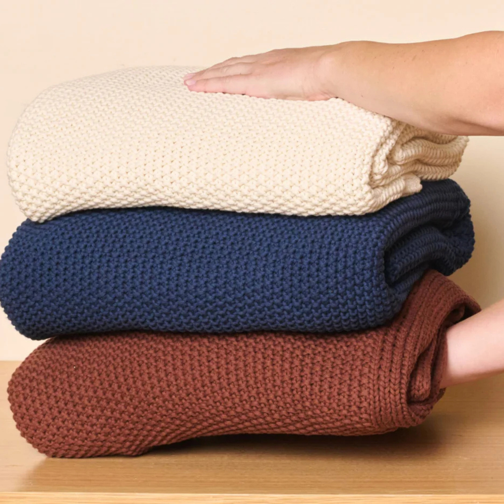 Cozy Knit Cotton Throw Blanket