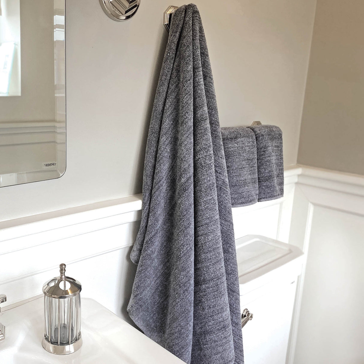 Bamboo Cotton Hand Towels - Viscose from Bamboo + Cotton - 2pk - Charcoal