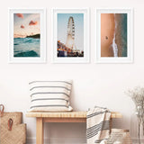 California Travel Wall Art Prints. Ferris Wheel, Ocean Sunset