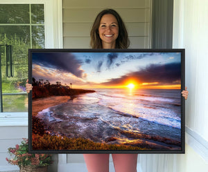 California Coastline Sunset Canvas Art for Beach House Decor