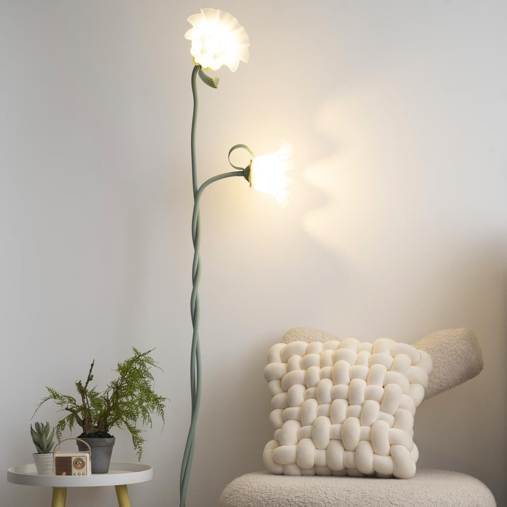 Calla Flower Floor Lamp Matte Green Floral Standing Light